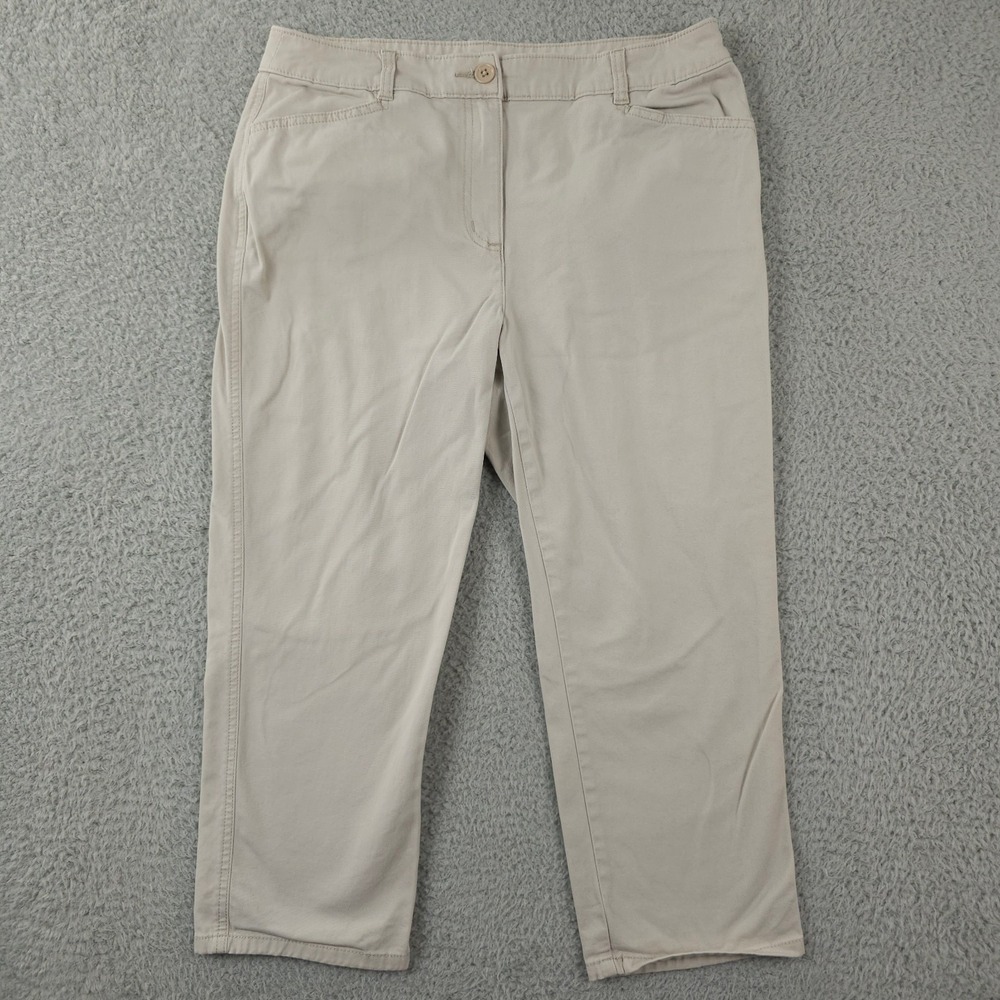 Chicos Pants‎ Womens 0.5 US 6 Khaki Beige Chino Crop Lightweight Stretch Casual